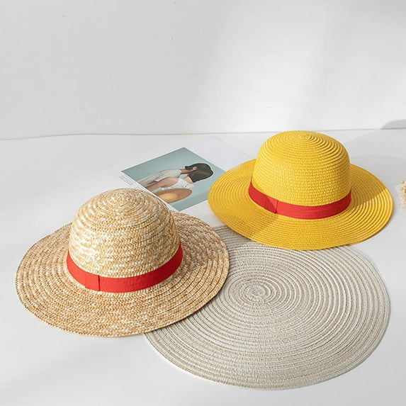 Happy Date Straw Hat Cosplay Accessory Anime Sun Beach Hats for Halloween Party Travel Performance Costume (Yellow)
