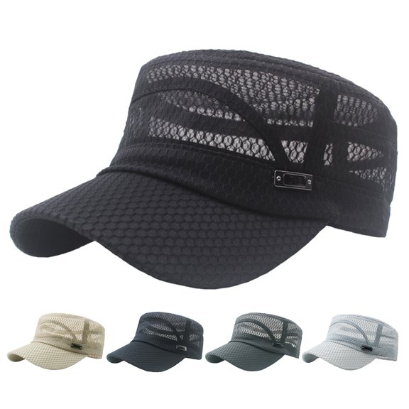 Happy Date Summer Mesh Flap Top Caps for Men Adjustable Breathable Caps Mens Hat Quick Dry Cool Hats Casual Trucker Hat