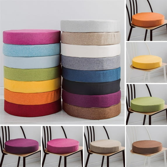 Happy Date Super Soft Cushion Memory Foam Seat Cushion Short Plush Lumbar Support Pillow Home Office Chair Pad Dark Blue Round 16"x16"