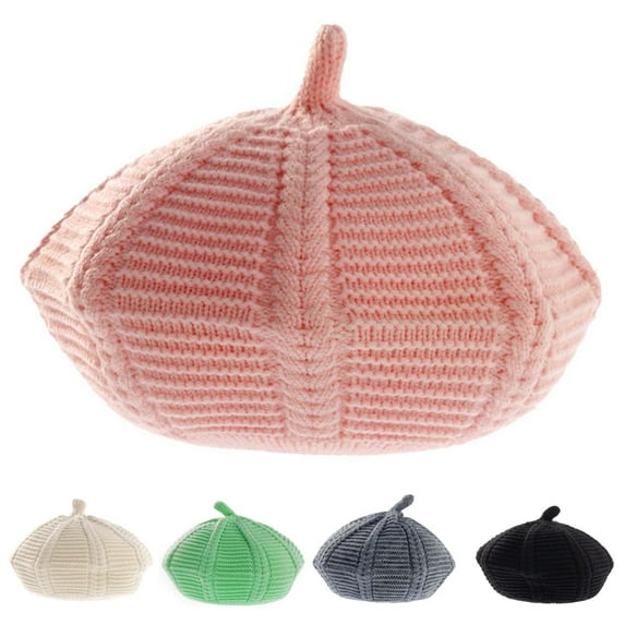 Happy Date Toddler Beret Hat Baby Girls French Artist Knit Hat Little Girls Warm Knitted Beret Kids Fashion Beanie