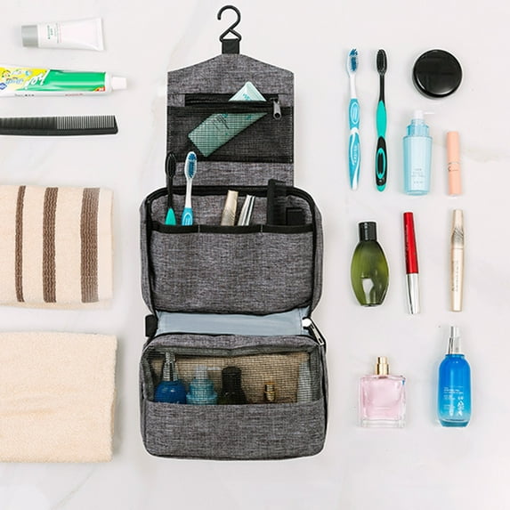 Happy Date Toiletry Bag Travel Bag with Hanging Hook, Water-resistant Makeup Cosmetic Bag Travel Organizer for Accessories, Shampoo