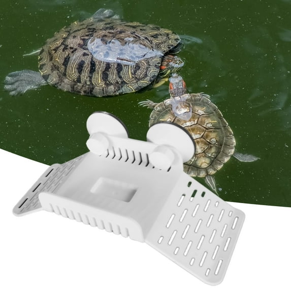 Happy Date Turtle Platform, Tortoise Tank Platform, Animal Aquarium Clear Sink Dock, Reptile Habitat, Climbing Shelf Tortoise Tank Floating Dock Decor with Sucker Lid