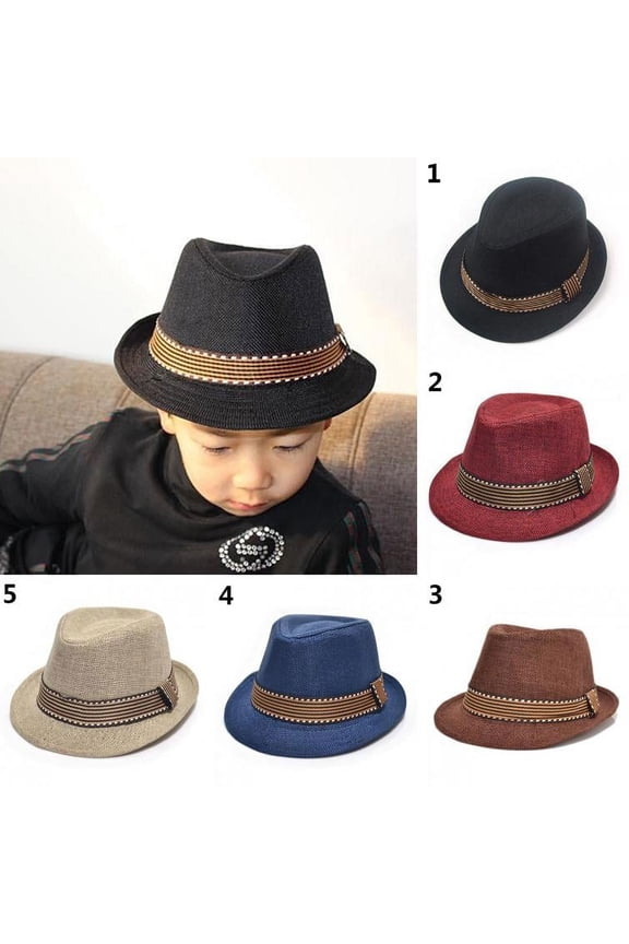 Unisex Kids Girls Fashion Cool Dance Jazz Pitched Crown Classic Gentle Short Brim Hat Cap Outdoor Fedora Hat