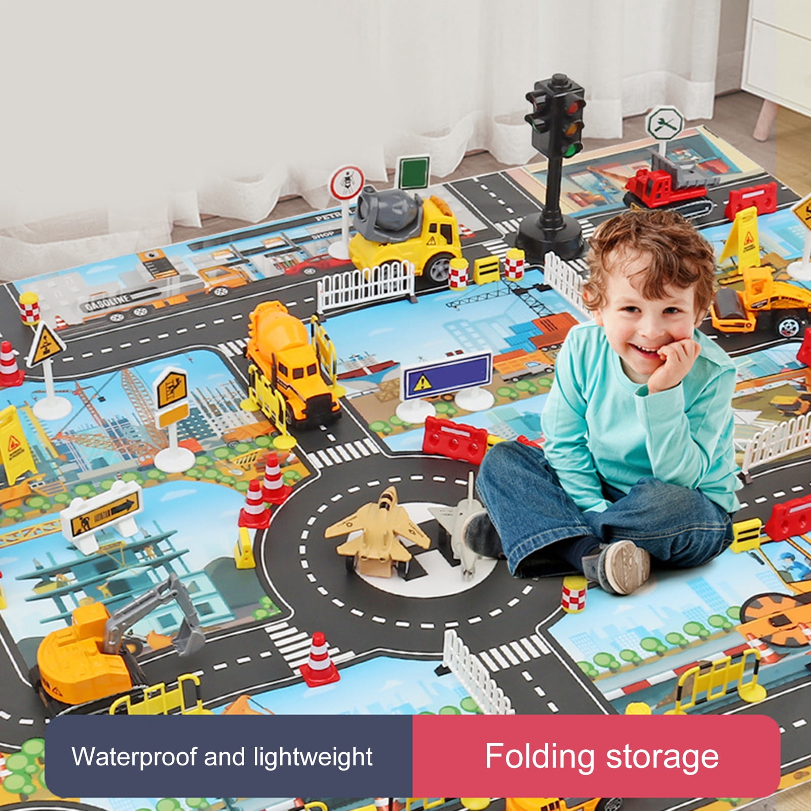 Happy Date Kids Carpet Playmat, Fun Play Rugs with Roads for Bedroom ...