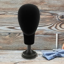 Happy Date Wig Head Cork Canvas Block Head Mannequin Head With Stand for Making Wigs (14 inch, Black)