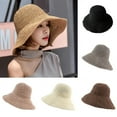 thumbnail image 1 of Happy Date Women Foldable Straw Bucket Cloche Summer Sun Beach Hat Packable UPF50+, 1 of 5