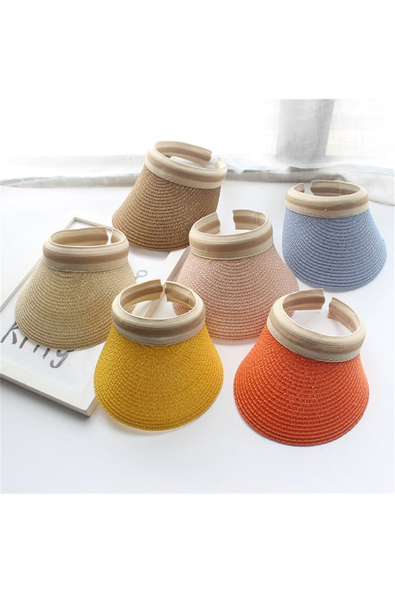 Women Roll Up Straw Sun Visor Hat Wide Brim Beach Golf Fishing Visor for Outdoor Lady Summer Sun Cap Birthday Gift