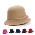 thumbnail image 1 of Happy Date Women Solid Color  Winter Hat Women Cloche Bucket Bowler with Bowknot, 1 of 6
