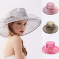 thumbnail image 1 of Happy Date Women Wide Brim Kentcky Derby Sun Hat Wedding Tea Party Church Cap, 1 of 1