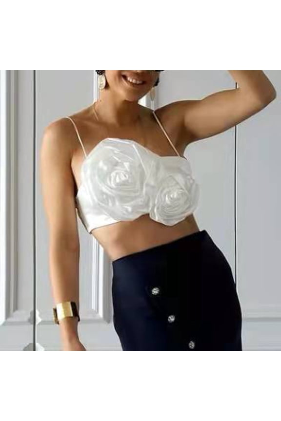 Women's 3D Floral Bustier Crop Top Wedding Party Club Bra Tops