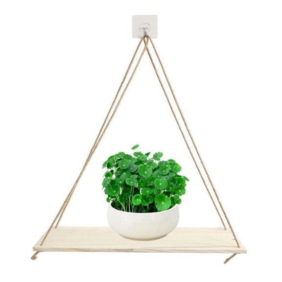 Happy Date Wooden Wall Hanging Shelves - Hanging Plant Shelf, Handmade Rustic Hanger Planter Rack Flower Pot Stand Holder Storage Floating Shelves