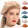 thumbnail image 1 of Happy Date Wool Beret Hat, Beret Hat French Beret Cap Winter Fashion Solid Color Hat for Women Girls Lady, 1 of 6
