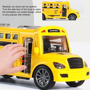 Happy Date Yellow School Bus Model Toy | Pullback Die Cast Metal Play Vehicle