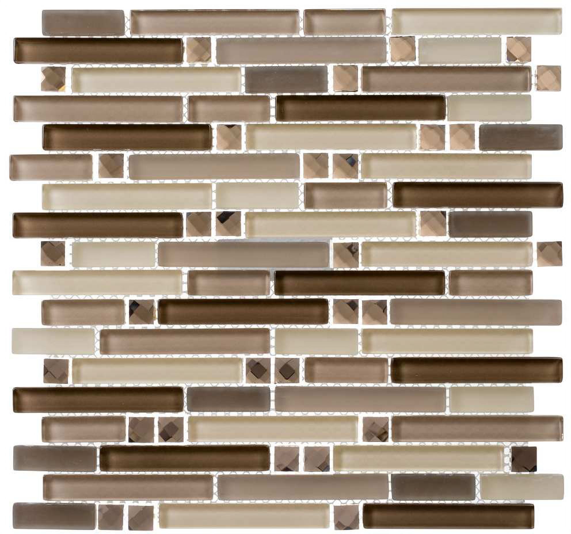 Happy Daydream Brown 3-in. x 1-in. Linear Brick Joint Polished Glass Mosaic Wall and Floor Tile