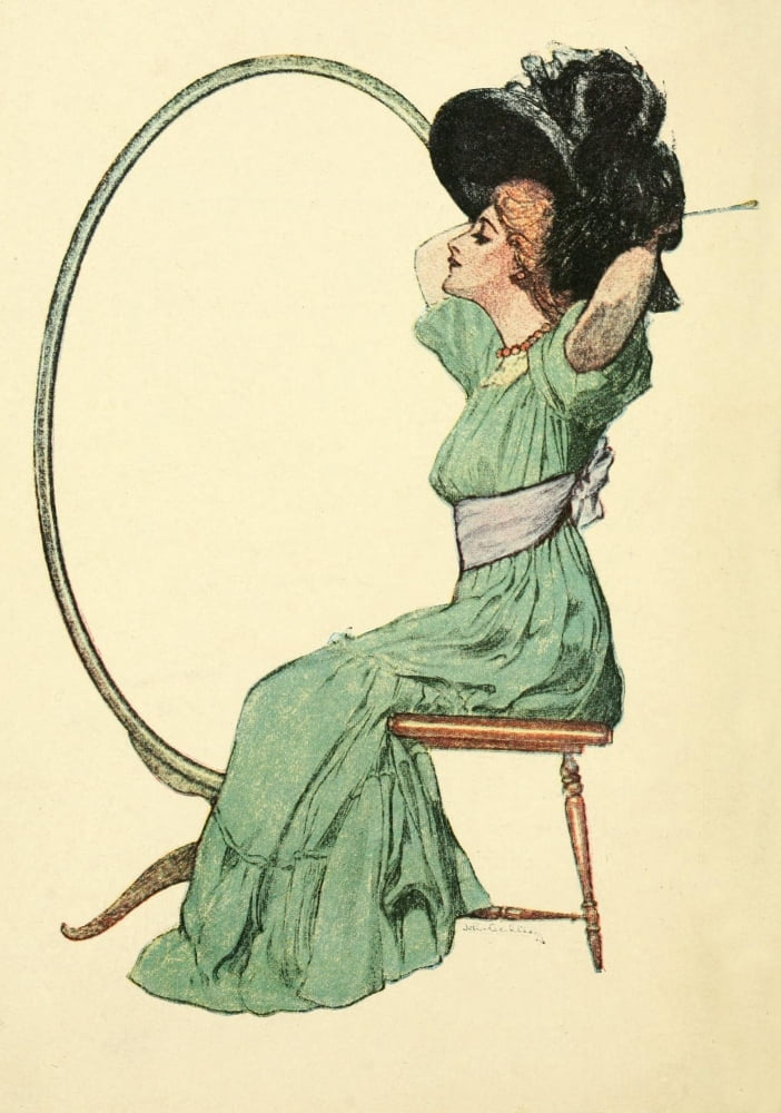 Happy Days 1917 Lady in Green Dress Canvas Art - John Cecil Clay (24 x 36)