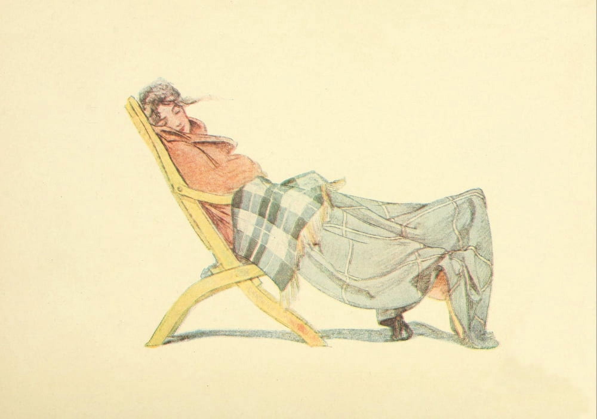 Happy Days 1917 Lady sleeping in deckchair Canvas Art - John Cecil Clay (18 x 24)