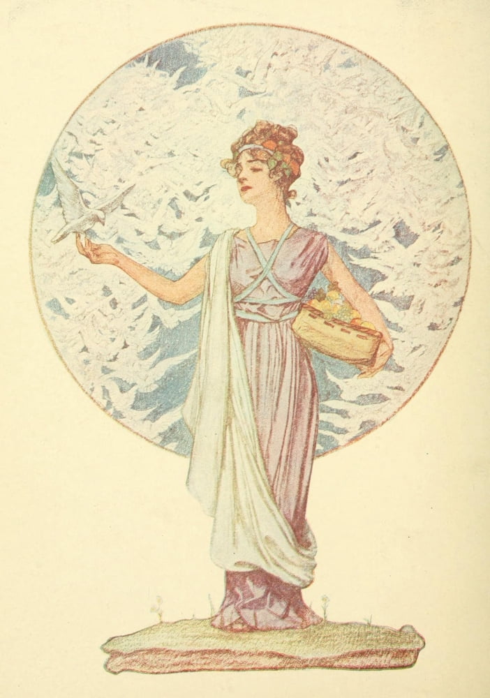 Happy Days 1917 Lady with dove Canvas Art - John Cecil Clay (24 x 36)