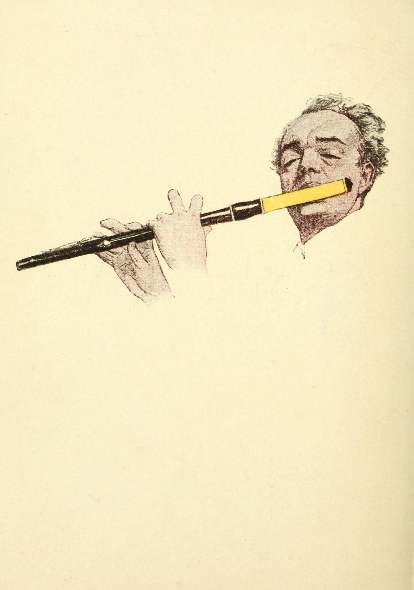 Happy Days 1917 Man with flute Canvas Art - Oliver Herford (24 x 36)