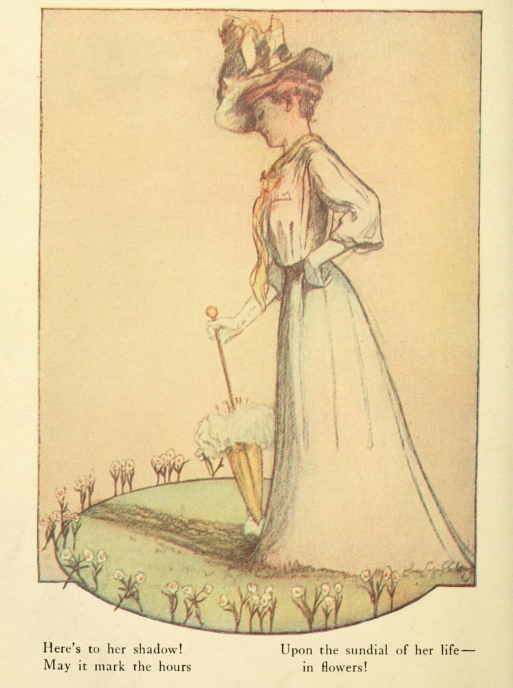 Happy Days 1917 Woman with parasol Canvas Art - John Cecil Clay (18 x 24)