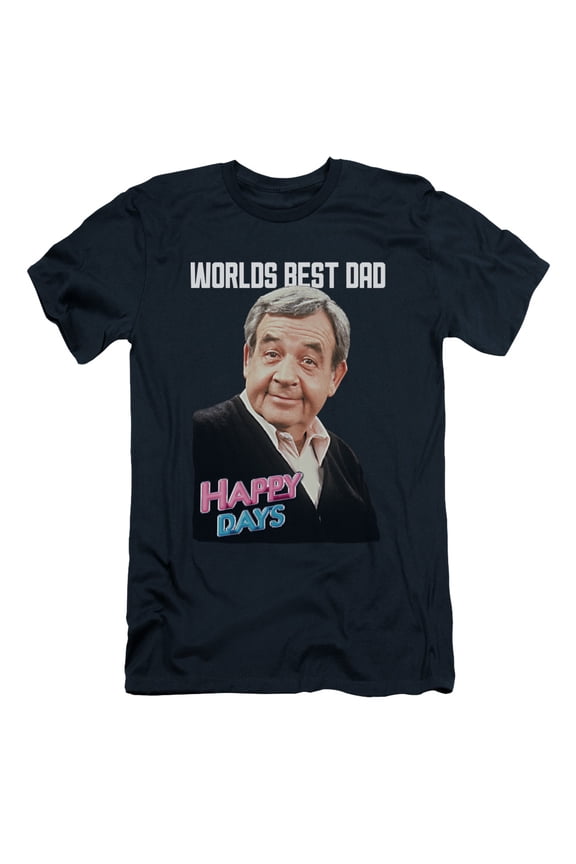 Happy Days Best Dad Adult 30/1 T-Shirt Navy