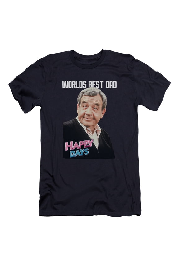 Happy Days Best Dad Premium Canvas Adult Slim Fit 30/1 T-Shirt Navy