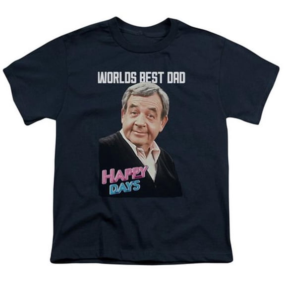 Happy Days-Best Dad - Short Sleeve Youth 18-1 Tee - Navy- Small