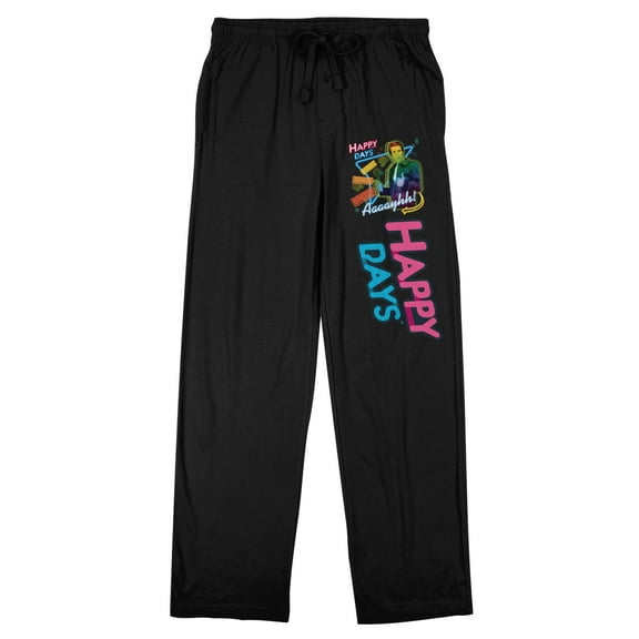 Happy Days Characters and Title Men's Black Sleep Pants-Medium