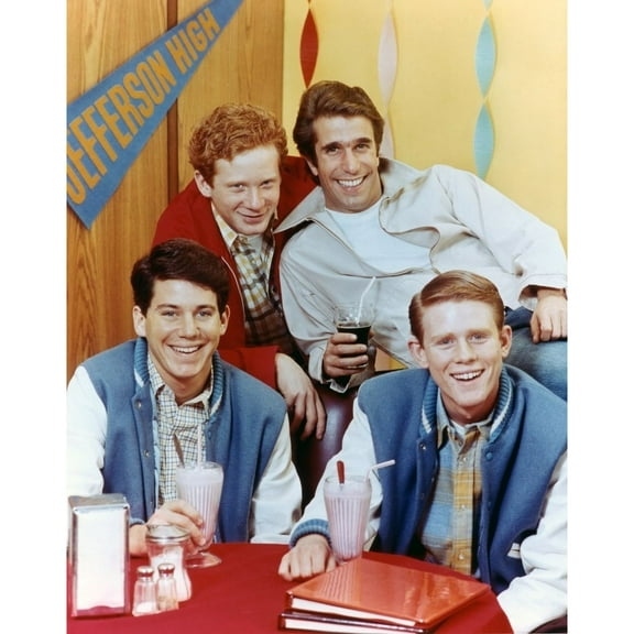 Happy Days, (Clockwise From Top L), Donny Most, Henry Winkler, Ron Howard, Anson Williams, 1974-1980. (C)Paramount. Courtesy: Everett Collection Poster Print (8 x 10)