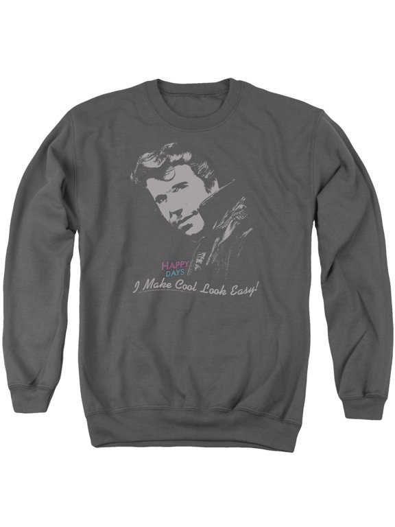 Happy Days Cool Fonz Adult Crewneck Sweatshirt Charcoal