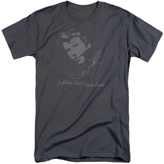 Happy Days & Cool Fonz Adult Tall Fit 18-1 Short Sleeve T-Shirt, Charcoal - 3X