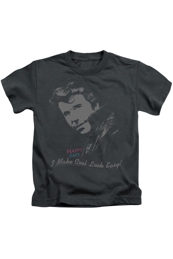 Happy Days Cool Fonz Youth 18/1 T-Shirt Charcoal