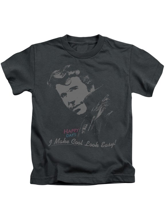 Happy Days Cool Fonz Youth 18/1 T-Shirt Charcoal