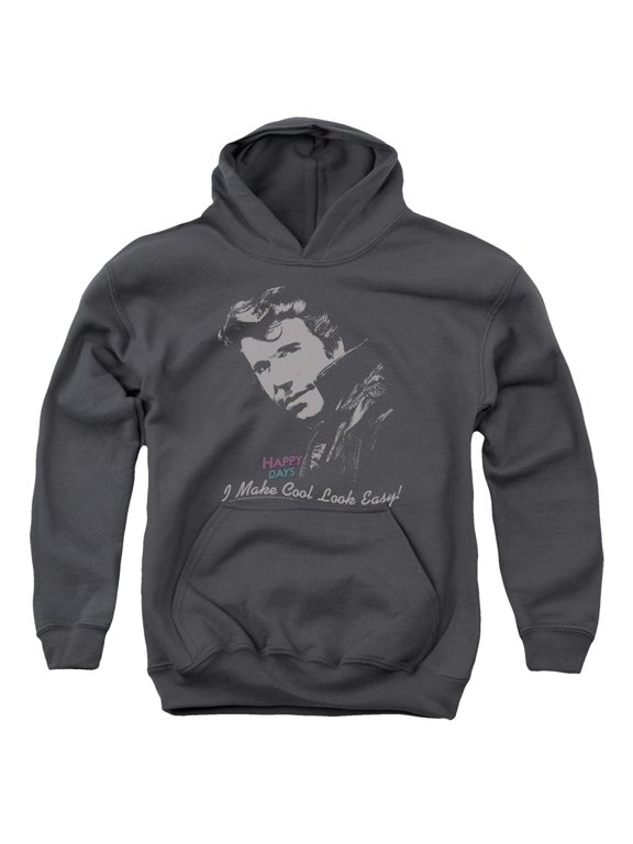 Happy Days Cool Fonz Youth Pullover Hoodie Sweatshirt Charcoal