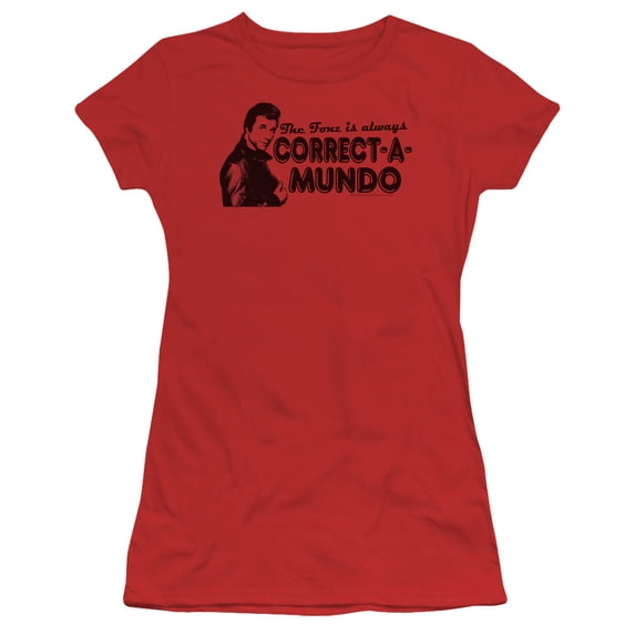 Happy Days - Correct A Mundo - Juniors Teen Girls Cap Sleeve Shirt - Medium