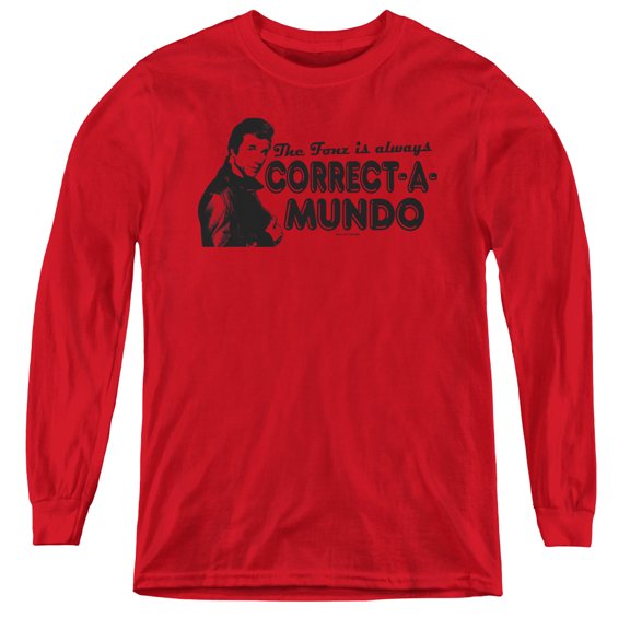 Happy Days Correct A Mundo Youth Long Sleeve T-Shirt Red