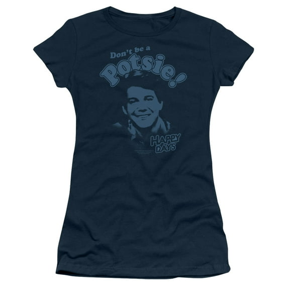 Happy Days Dont Be A Potsy Junior Women's Sheer T-Shirt Navy