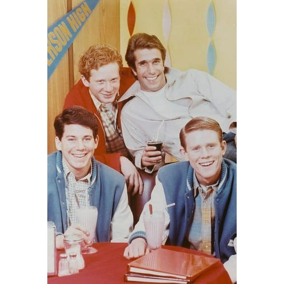 Happy Days Early Pose Fonzie,Richie,Potsie,Ralph in Arnolds Diner 24x36 Poster