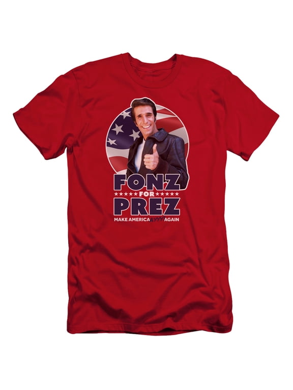 Happy Days - Fonz For Prez - Premium Slim Fit Short Sleeve Shirt - Medium