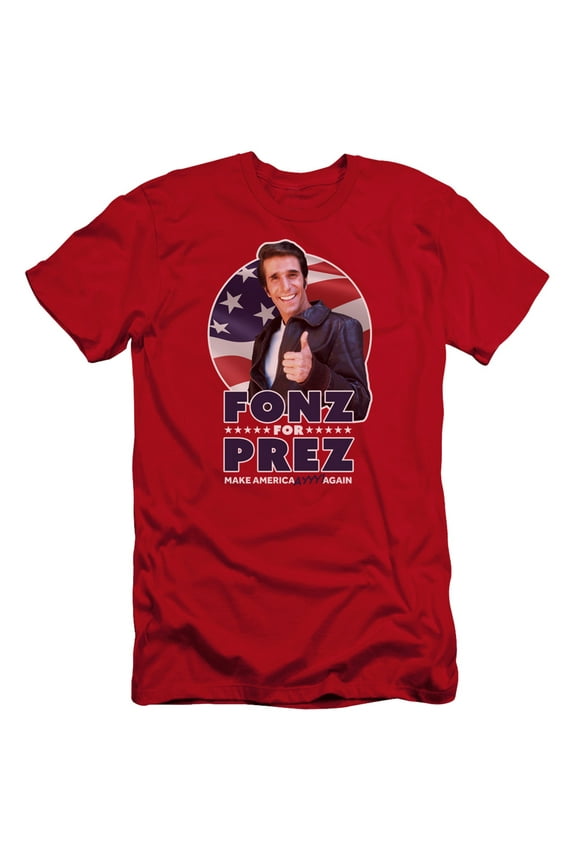 Happy Days - Fonz For Prez - Premium Slim Fit Short Sleeve Shirt - Medium