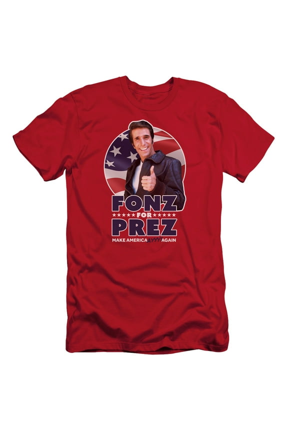 Happy Days - Fonz For Prez - Slim Fit Short Sleeve Shirt - Medium