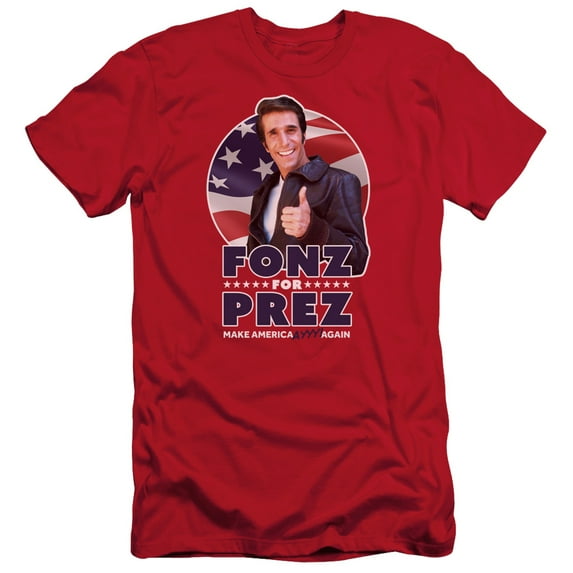 Happy Days - Fonz For Prez - Slim Fit Short Sleeve Shirt - X-Large