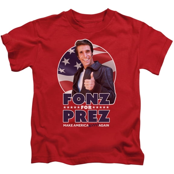 Happy Days Fonz For Prez Youth 18/1 T-Shirt Red