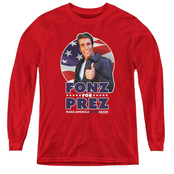 Happy Days - Fonz For Prez - Youth Long Sleeve Shirt - Medium