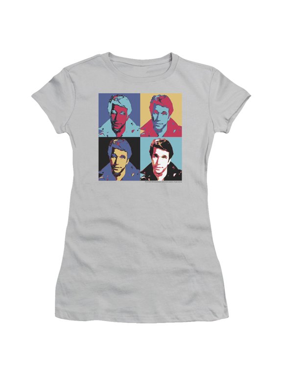 Happy Days Fonz Pop Junior Women's Sheer T-Shirt Silver