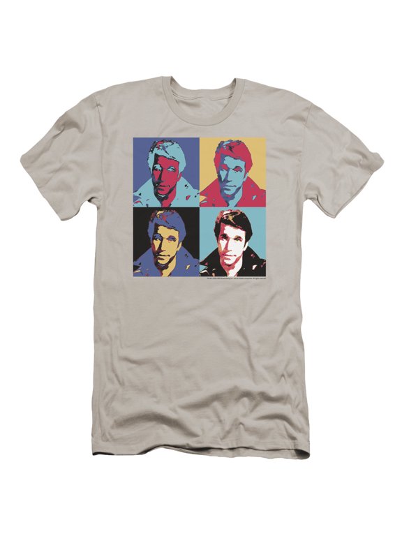 Happy Days Fonz Pop Premium Canvas Adult Slim Fit 30/1 T-Shirt Silver