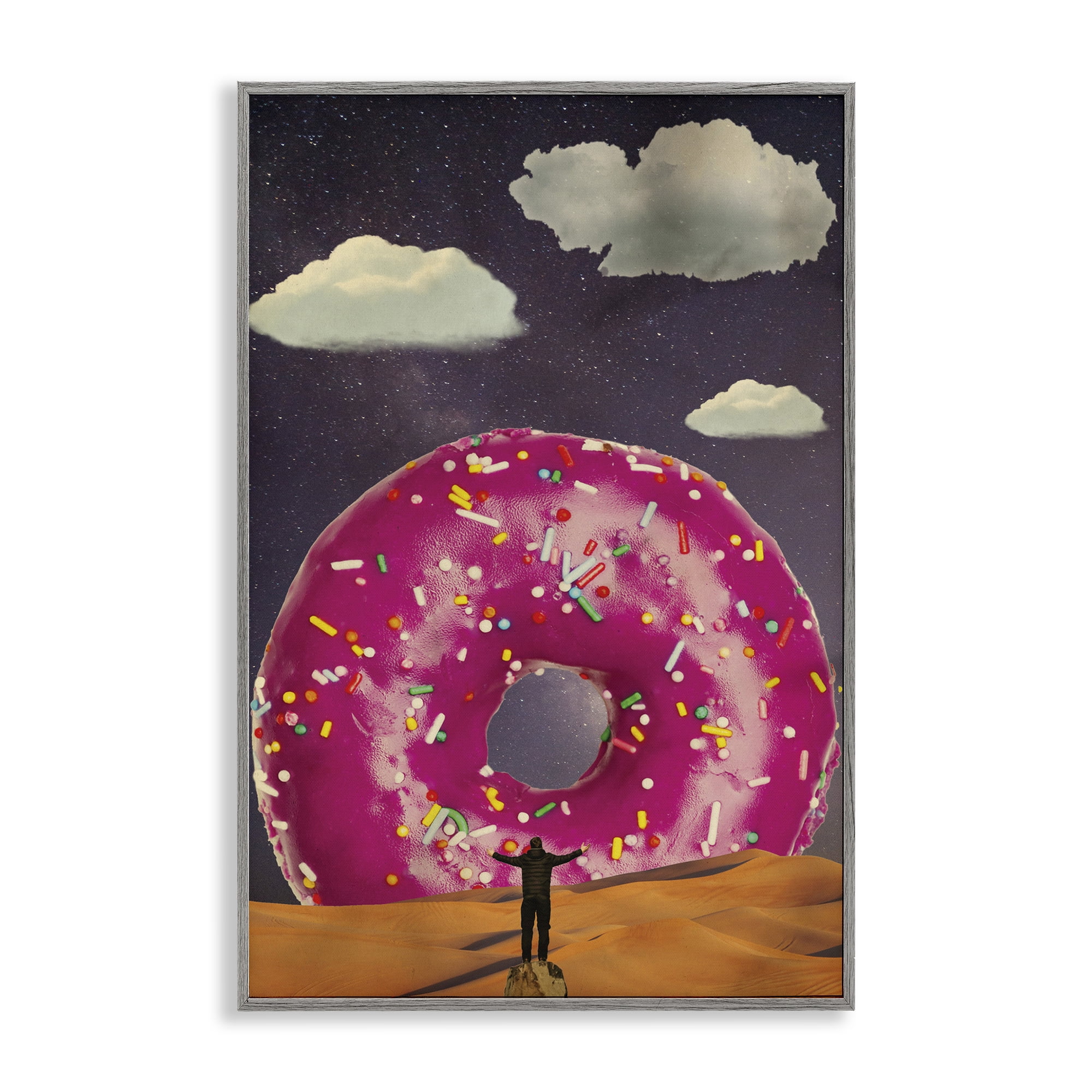 Happy Days Giant Donut Gray Framed Giclee Art, design by Elo Marc