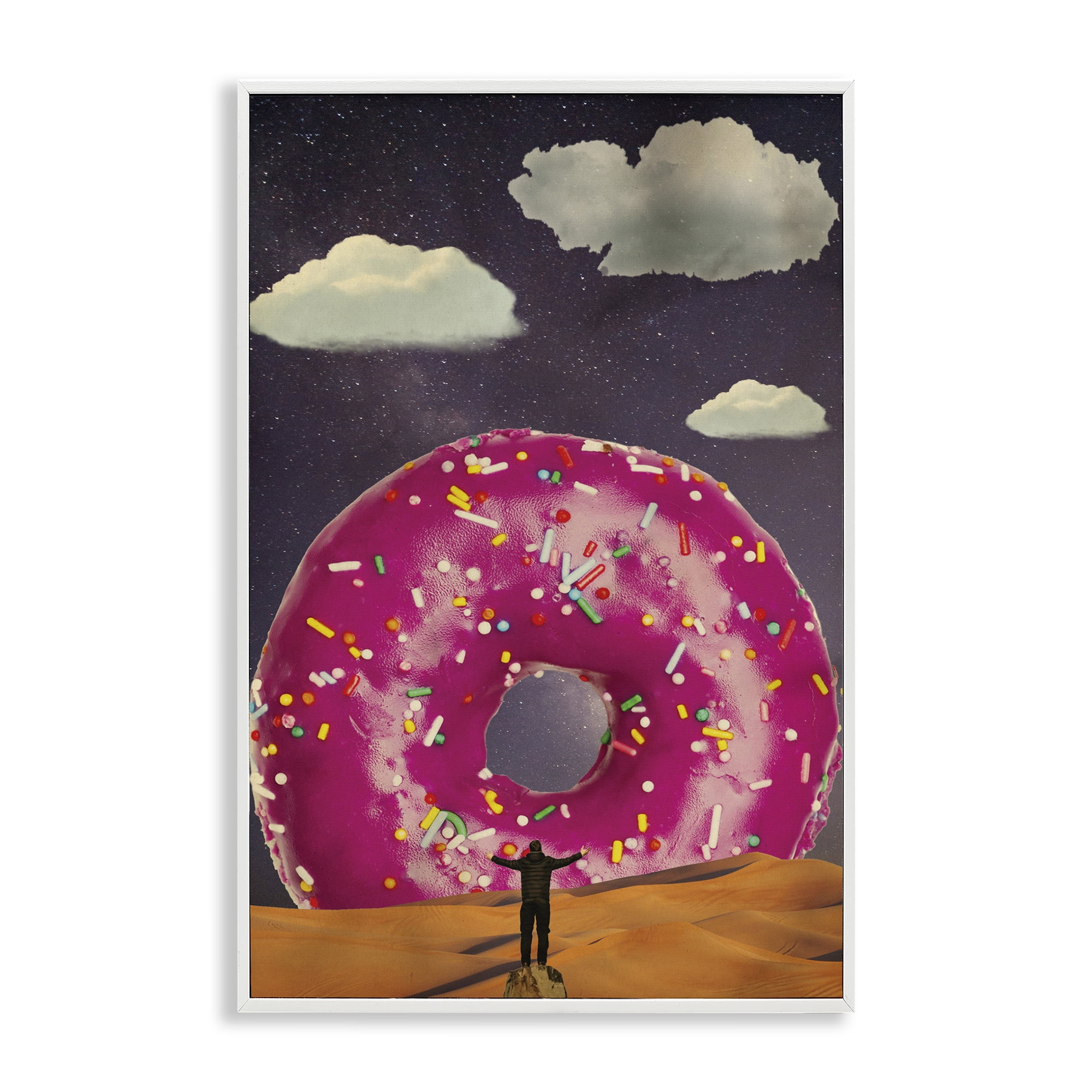 Happy Days Giant Donut White Framed Giclee Art, design by Elo Marc