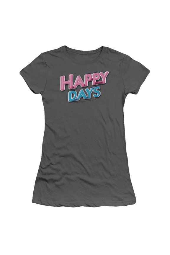 Happy Days Happy Days Logo Junior Women's Sheer T-Shirt Charcoal