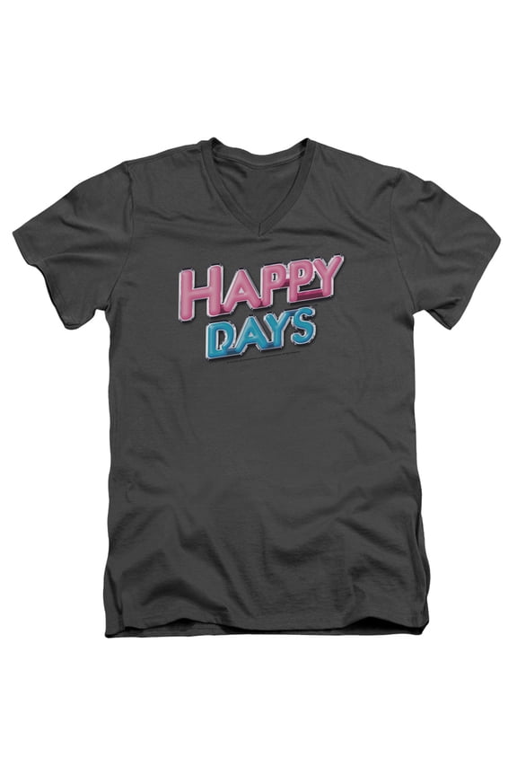 Happy Days - Happy Days Logo - Slim Fit V Neck Shirt - XX-Large