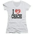 thumbnail image 1 of Happy Days I Heart Chachi Junior Women's V-Neck T-Shirt White, 1 of 1